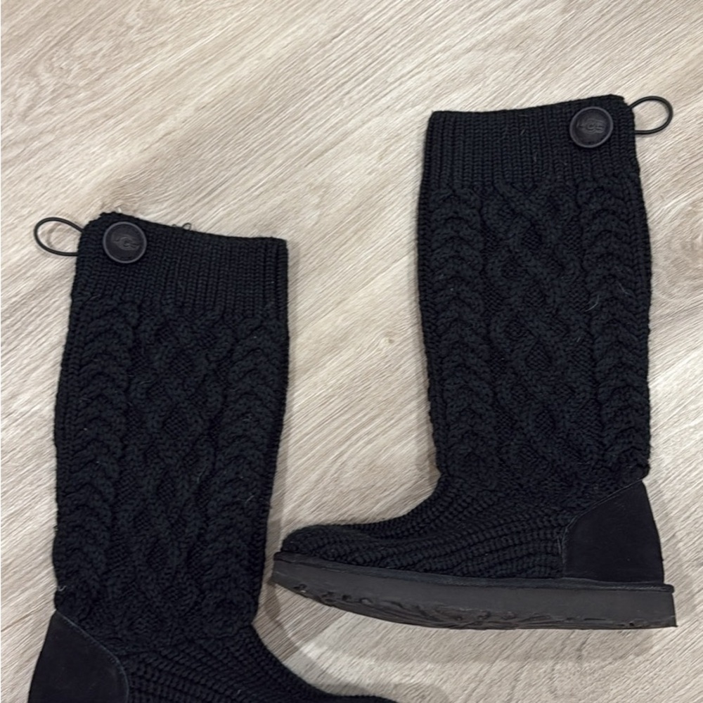Black UGG Knit Knee-High Boots sz7